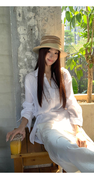 white French long shirt