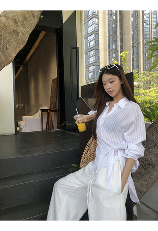 white French long shirt