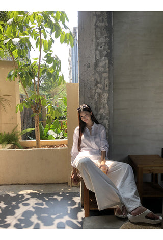 white French long shirt