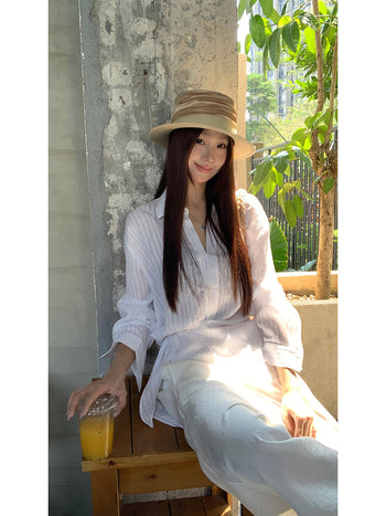 white French long shirt