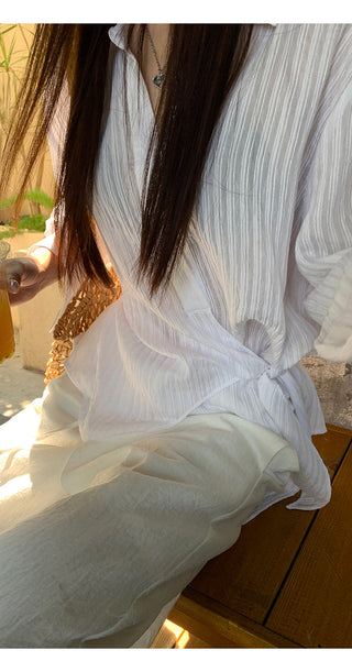 white French long shirt