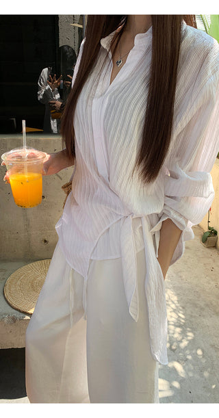 white French long shirt