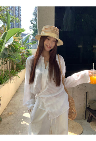 white French long shirt