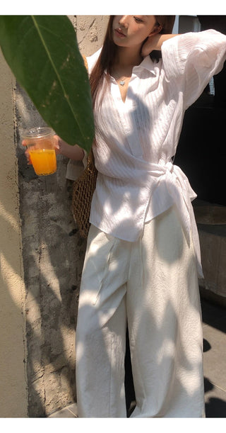 white French long shirt