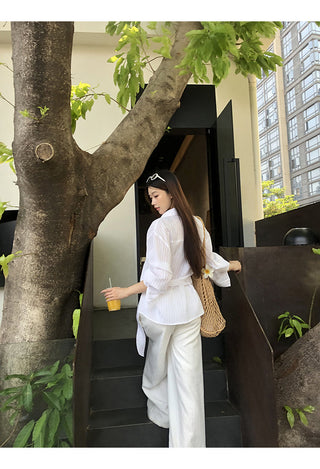 white French long shirt