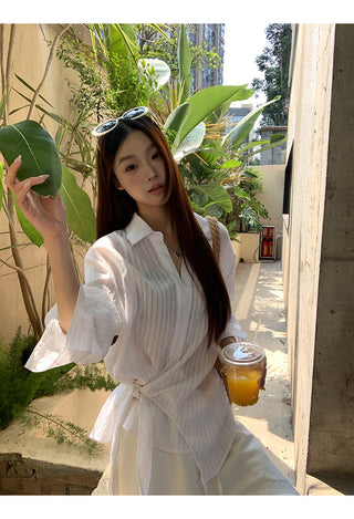 white French long shirt