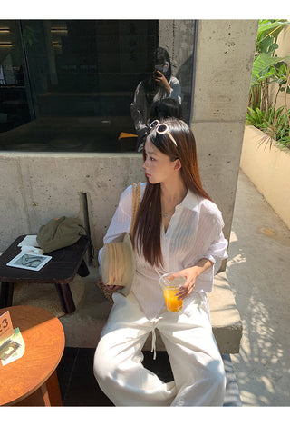 white French long shirt