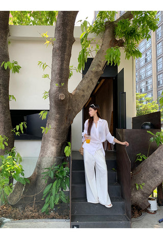 white French long shirt