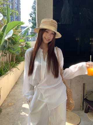 white French long shirt