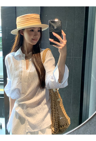 white French long shirt