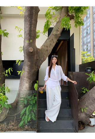white French long shirt