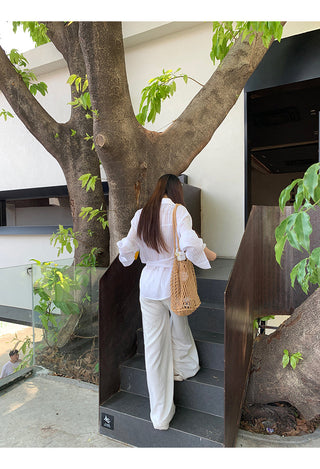 white French long shirt