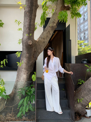 white French long shirt