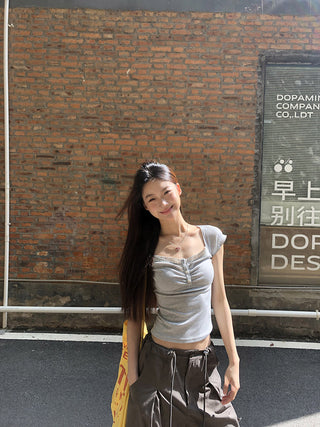 gray lace niche top