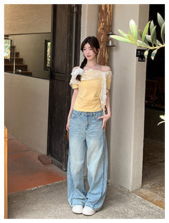 yellow off-shoulder top