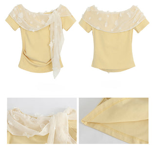 yellow off-shoulder top
