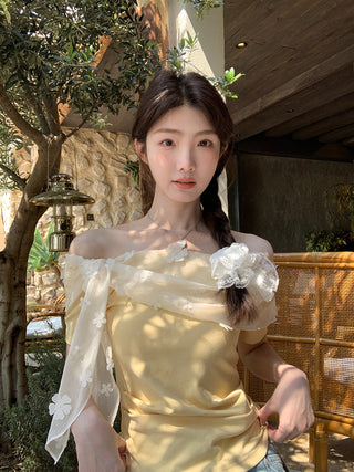 yellow off-shoulder top