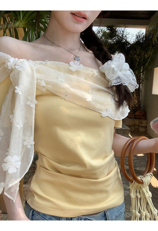 yellow off-shoulder top