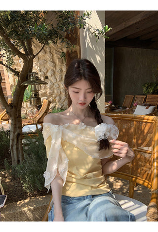 yellow off-shoulder top