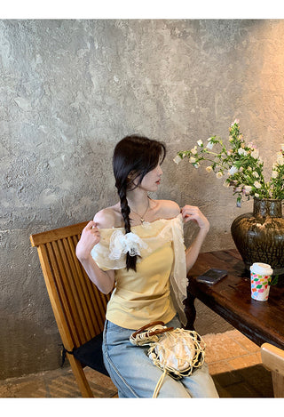 yellow off-shoulder top
