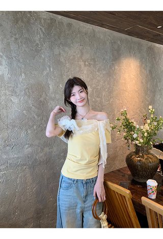 yellow off-shoulder top