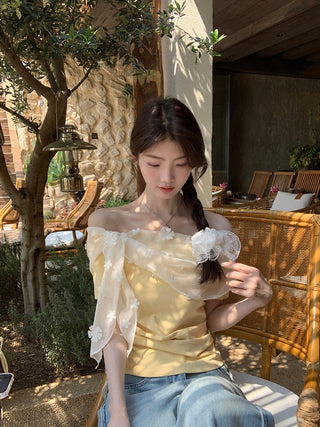yellow off-shoulder top