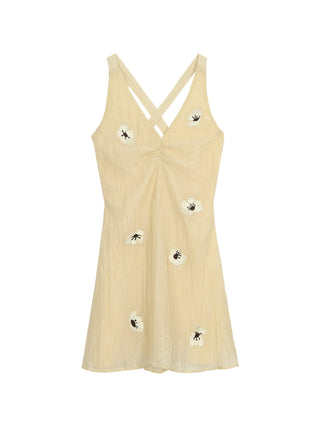 yellow V-neck dress