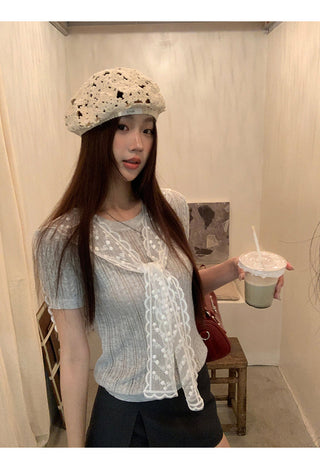 gray lace top