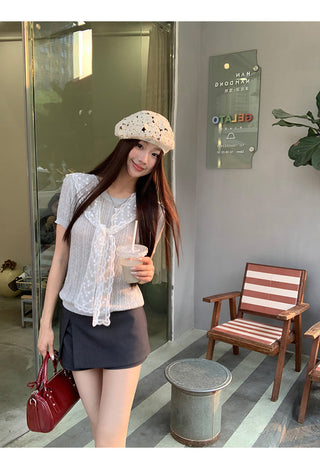 gray lace top