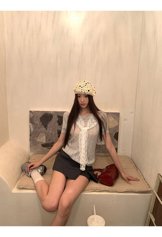 gray lace top