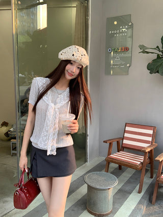 gray lace top