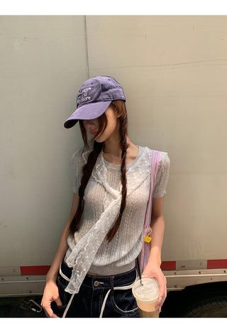 gray lace top