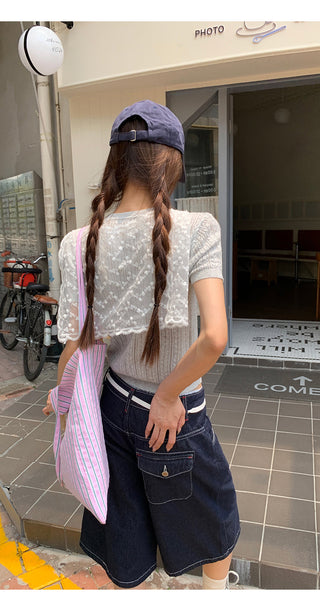 gray lace top