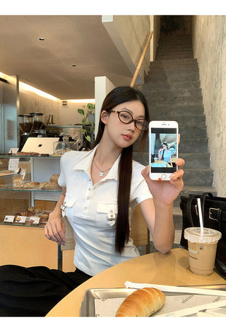 white polo top