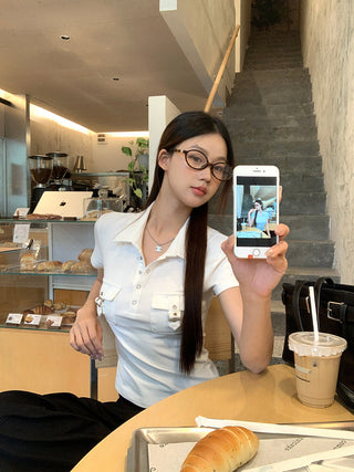 white polo top