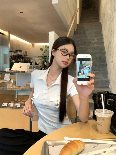 white polo top