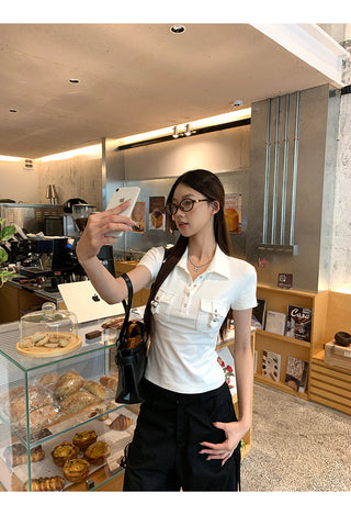 white polo top