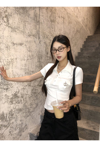 white polo top