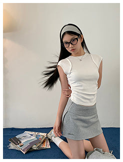 gray culotte skirt