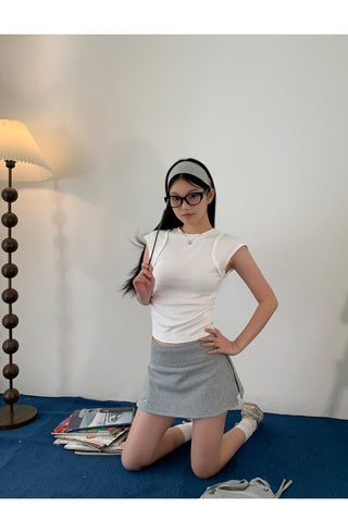 gray culotte skirt