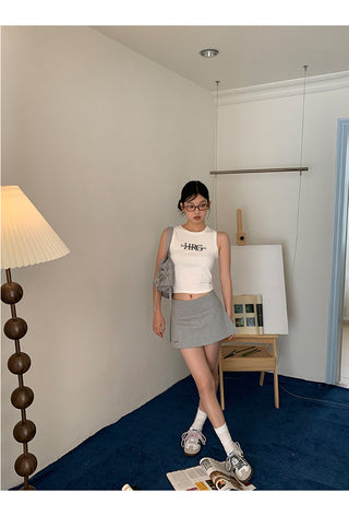 gray culotte skirt