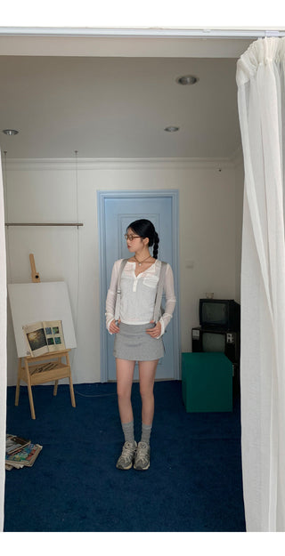 gray culotte skirt