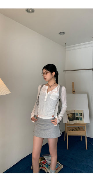 gray culotte skirt