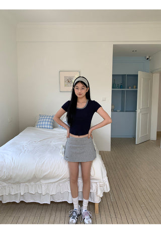 gray culotte skirt
