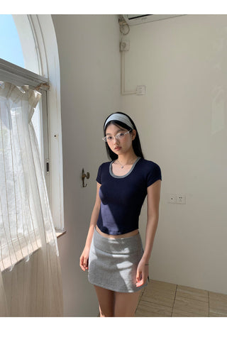 gray culotte skirt