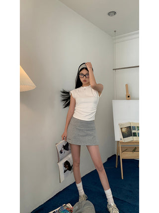 gray culotte skirt