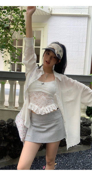 gray culotte skirt