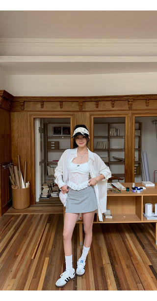 gray culotte skirt