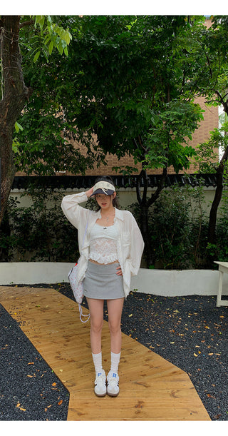 gray culotte skirt