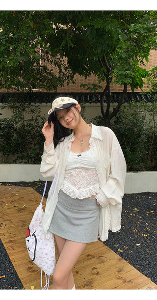 gray culotte skirt